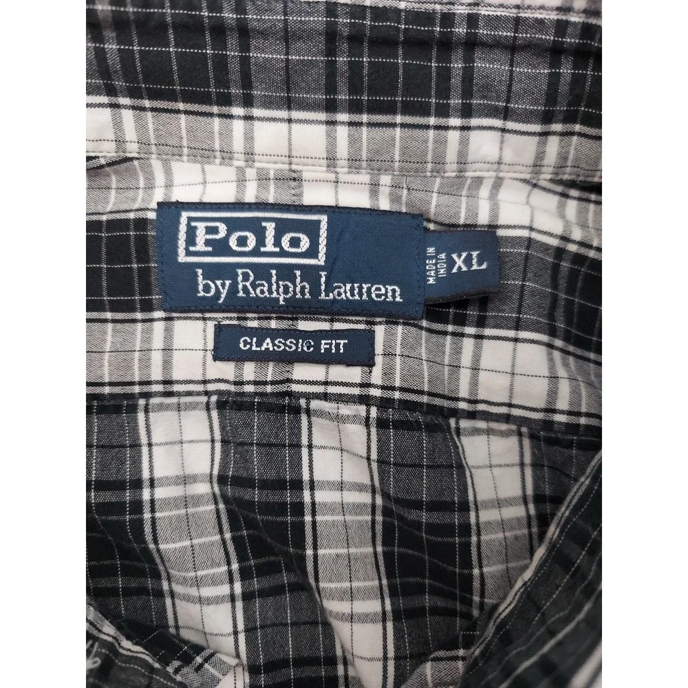 Polo Ralph Lauren Shirt Mens XL Blue Plaid‎ Classic Fit Button Down Long Sleeve
